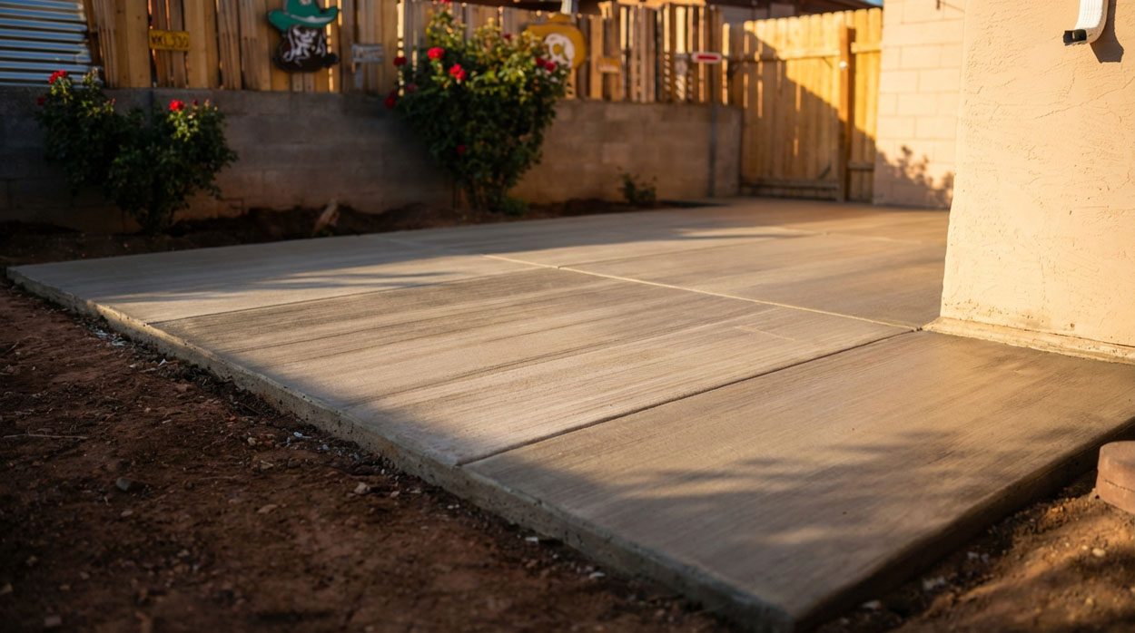 New concrete patio slab installation in Albuquerque, NM