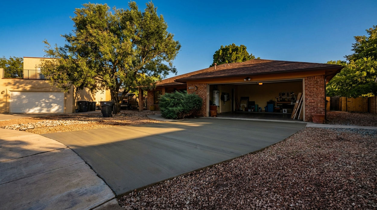 New residential concrete driveway pour in Rio Rancho
